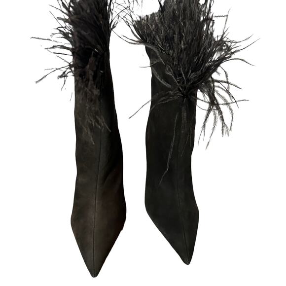 Schutz Black Suede Ankle Bootie SIZE 7.5 Boot Feather Stiletto Heel $228 NEW - Picture 8 of 12